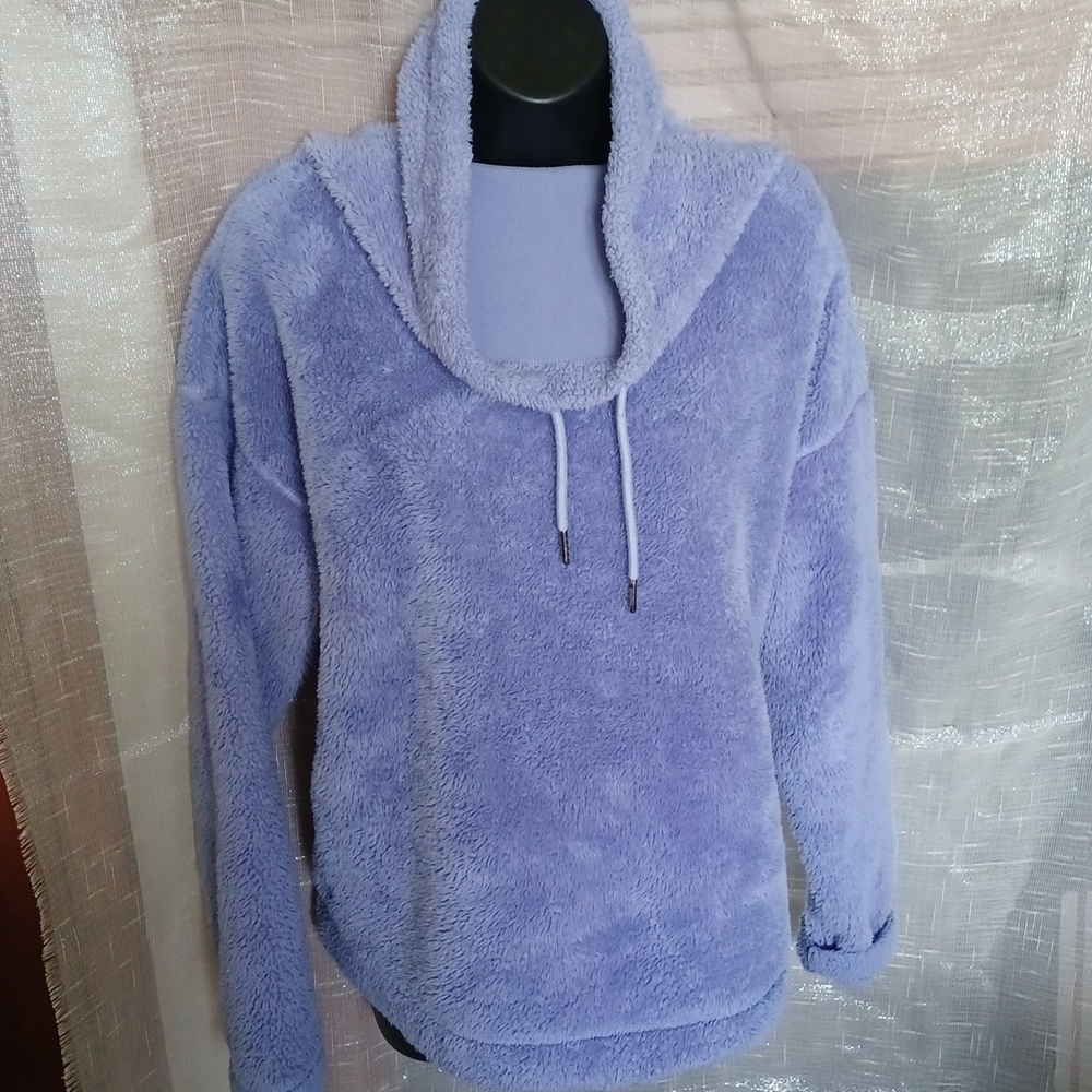 Champion purple cowl neck fleece teddy pullover sweater size M
